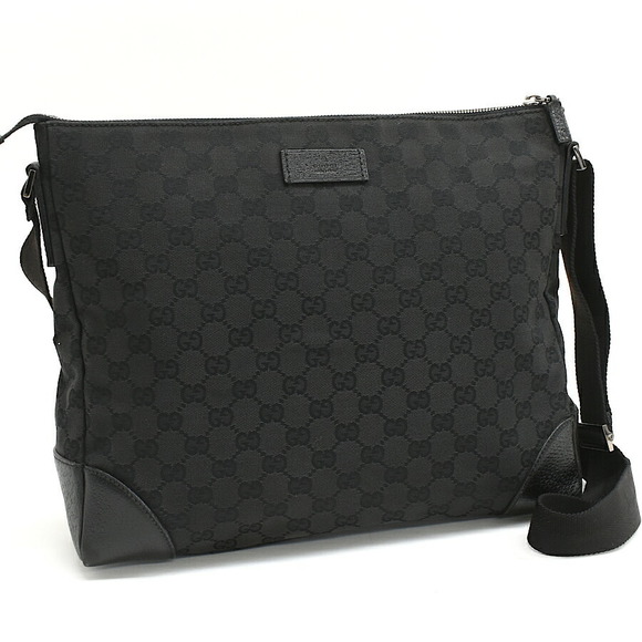 Gucci Leather Black Crossbody GG Canvas Jacquard - Picture 1 of 8